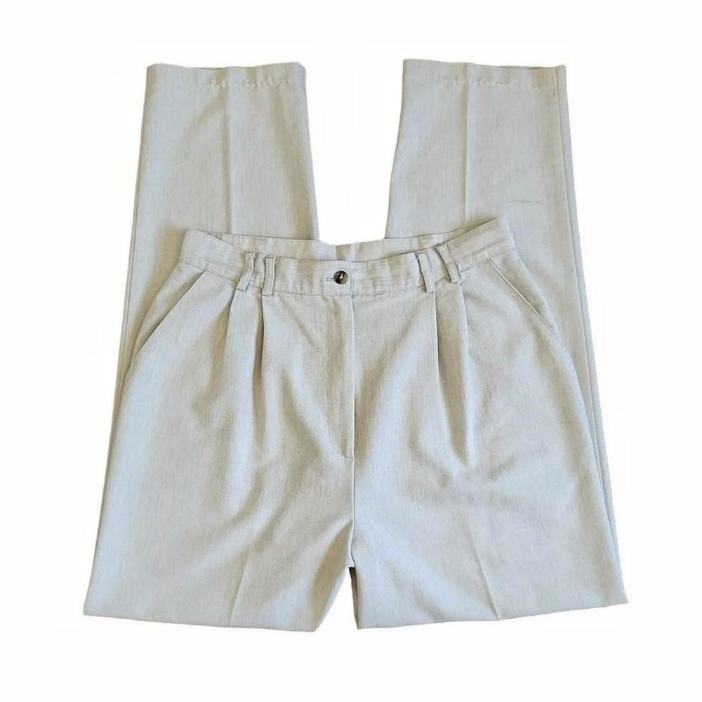 Vintage Beige Linen Trousers